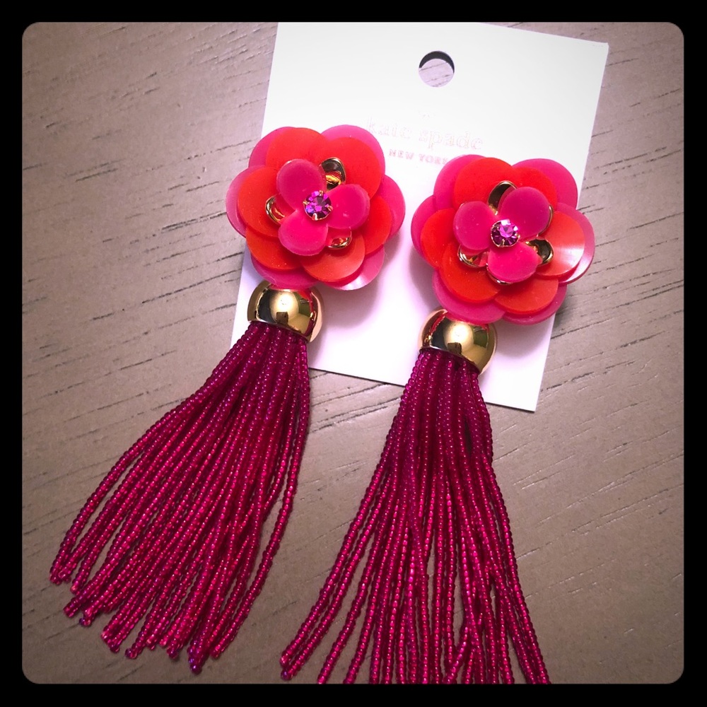 NWT Kate Spade floral tassel earrings